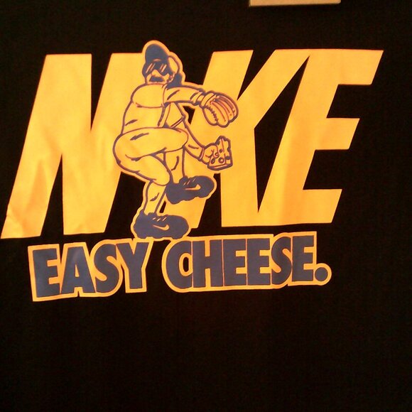 NEW NIKE Dri-FIT BASEBALL "Easy Cheese Tee" MEN'S BLACK T-SHIRT SMALL HF6222-010 - Picture 2 of 6